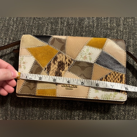 Foldover Crossbody Clutch With Signature Canvas Patchwork - Picture 7 of 11